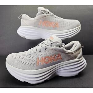 HOKA Women's Gray and Pink Running Shoes